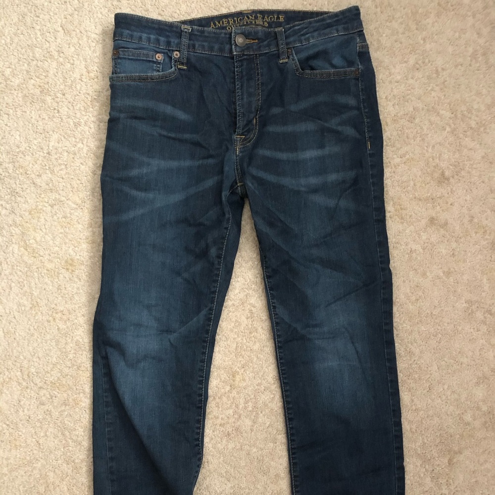 Blue slim straight jeans